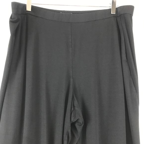 Eileen Fisher Pull-On Elastic Waist Lagenlook Pants Pockets Black Made in USA XL - Picture 3 of 11